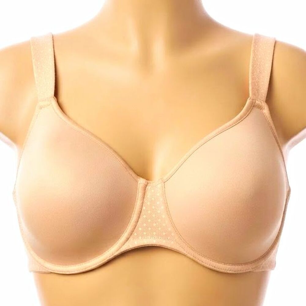 Wacoal Basic Beauty T-Shirt Bra 36H Beige Polka Dot Underwire Unlined 857303